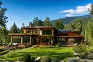 Maison moderne en bois dans la nature